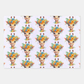 Leuke Giraffe met Floral Crown Patterned Inpakpapier Vel (Voorkant 3)