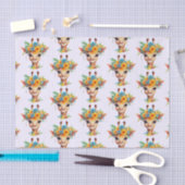 Leuke Giraffe met Floral Crown Patterned Tissuepapier (Craft)