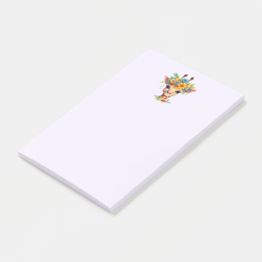 Leuke Giraffe met Floral Crown Post-it® Notes (Schuin)