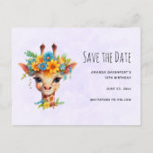 Leuke Giraffe met Floral Crown Save the Date Uitnodiging Briefkaart (Voorkant)