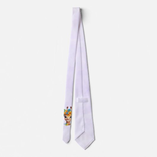 Leuke Giraffe met Floral Crown Stropdas (Achterkant)