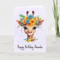 Leuke Giraffe met Floral Crown Verjaardag