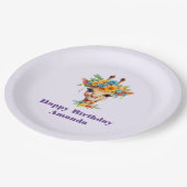 Leuke Giraffe met Floral Crown Verjaardag Papieren Bordje (Gekanteld)