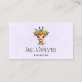 Leuke Giraffe met Floral Crown Visitekaartje (Voorkant)