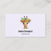 Leuke Giraffe met Floral Crown Visitekaartje (Voorkant)