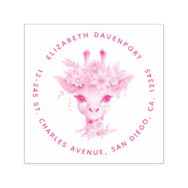 Leuke Giraffe met Floral Crown Zelfinktende Stempel