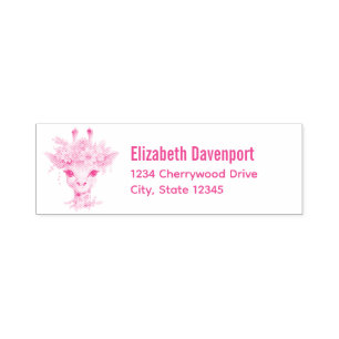 Leuke Giraffe met Floral Crown Zelfinktende Stempel