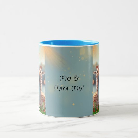 Leuke Giraffe Moeder & Baby Me & Mini Me gepersona Tweekleurige Koffiemok (Center)