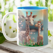 Leuke Giraffe Moeder & Baby Me & Mini Me gepersona Tweekleurige Koffiemok