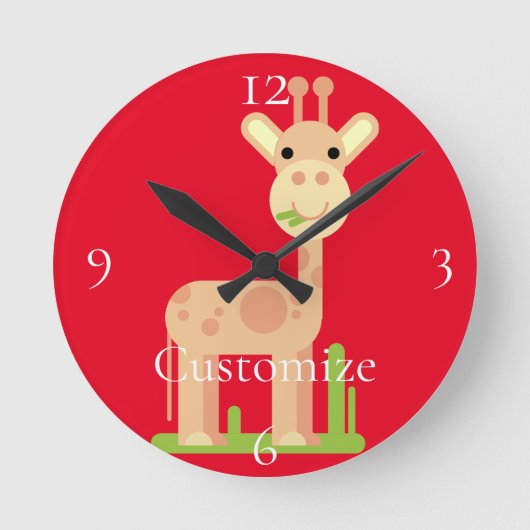Leuke Giraffe Munching Thunder_Cove Ronde Klok (Voorkant)