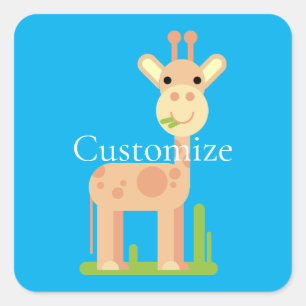 Leuke Giraffe Munching Thunder_Cove Vierkante Sticker