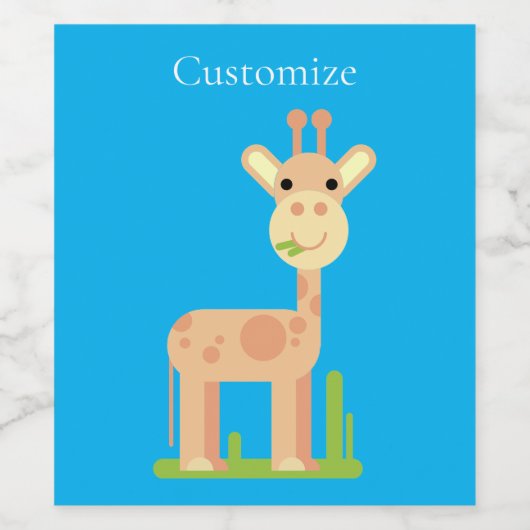 Leuke Giraffe Munching Thunder_Cove Wijn Etiket (Enkel label)