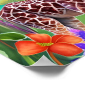 Leuke Giraffe Omgeven door Flowers Poster (Hoek)