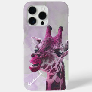 Leuke  Giraffe Roze Framboos en Grijs iPhone 15 Pro Max Hoesje
