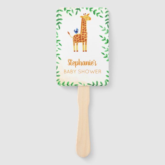 Leuke Giraffe & Vogel Baby shower Handwaaier (Voorkant)