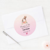 Leuke Giraffe Waterverf Moeder & Baby Candle Soap Ronde Sticker (Envelop)