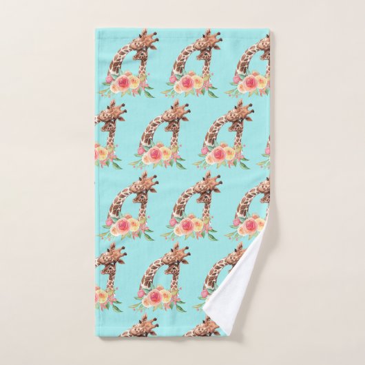 Leuke Giraffe Waterverf Moeder & Baby Pattern Bad Handdoek (Handdoek)