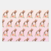 Leuke Giraffe Waterverf Moeder & Baby Pattern Inpakpapier Vel (Voorkant 3)