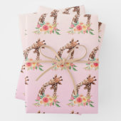 Leuke Giraffe Waterverf Moeder & Baby Pattern Inpakpapier Vel (In situ)