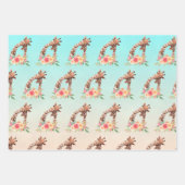 Leuke Giraffe Waterverf Moeder & Baby Pattern Inpakpapier Vel (Voorkant 2)
