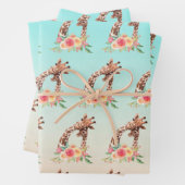 Leuke Giraffe Waterverf Moeder & Baby Pattern Inpakpapier Vel (In situ)