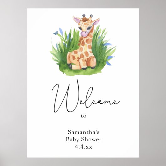 Leuke giraffe - Welkom Schuimbord Poster (Voorkant)