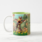 Leuke Giraffe Zingen Grappig Quote Hoge Notities C Tweekleurige Koffiemok (Links)