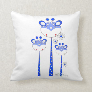 Leuke Giraffen -- Helder Blauw Kussen
