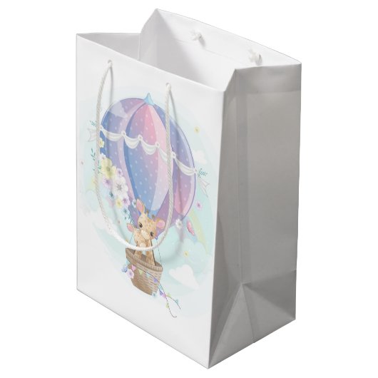 Leuke Giraffes in Hete Luchtballon Baby shower Medium Cadeauzakje (Achterkant Gekanteld)