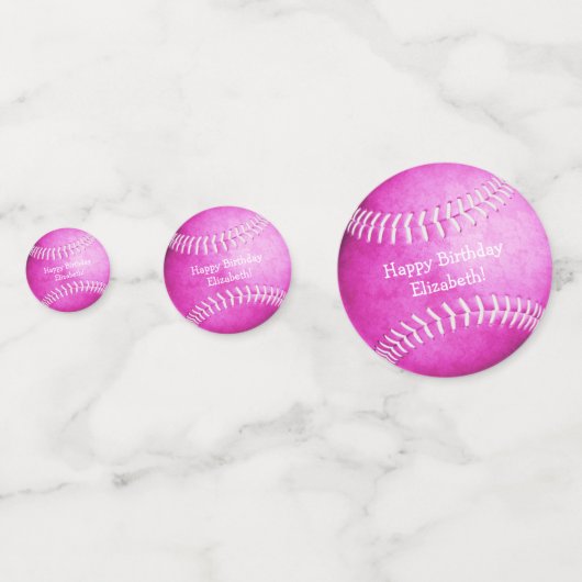 leuke girale verjaardag hot roze softball confetti (Voorkanten)