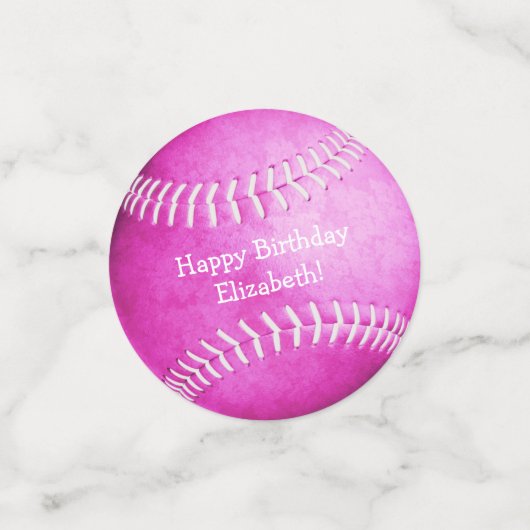 leuke girale verjaardag hot roze softball confetti (Kleine voorkant)