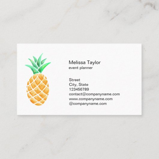 Leuke girly ananas waterverf Art Fruit Tropisch Visitekaartje (Achterkant)