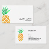Leuke girly ananas waterverf Art Fruit Tropisch Visitekaartje (Voorkant / Achterkant)