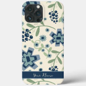 Leuke Girly Blue Flowers Patroon Trendy Inspirivit Case-Mate iPhone Case (Achterkant)