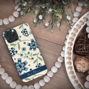 Leuke Girly Blue Flowers Patroon Trendy Inspirivit Case-Mate iPhone Case
