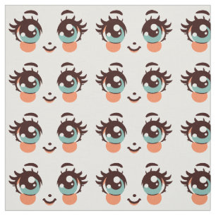 Leuke girly cartoon pop gezicht art illustraties stof
