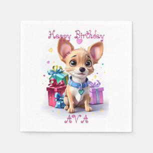 Leuke Girly Chihuahua en Gifts Verjaardagsfeestje Servet