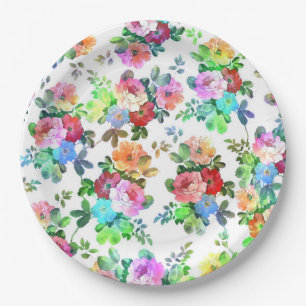 Leuke girly de rozen bloemenbloesem van de papieren bordje