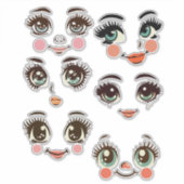 Leuke Girly Doll Face Art Illustraties Sticker (Voorkant)