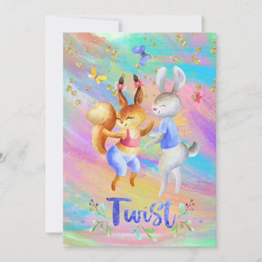 Leuke Girly Forest Dieren Ballroom Dansen Kaart (Voorkant)