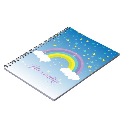 Leuke Girly Geïllustreerde Kleurrijke Regenboog en Notitieboek (Linkerzijde)