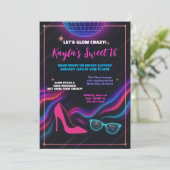 Leuke Girly Glow in de Dark Sweet 16 Party Kaart (Staand voorkant)