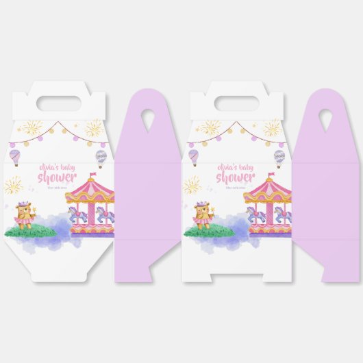 Leuke Girly Magical Balloon Carrousel Baby shower Bedankdoosjes (Ongevouwen)