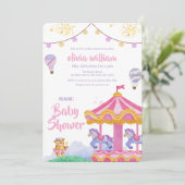 Leuke Girly Magical Balloon Carrousel Baby shower Kaart (Staand voorkant)