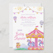 Leuke Girly Magical Balloon Carrousel Baby shower Kaart (Voorkant)