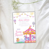 Leuke Girly Magical Balloon Carrousel Baby shower Kaart