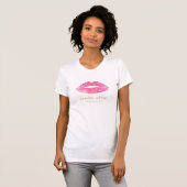 Leuke Girly Make-up Artiest Roze Sequin Lips T-shirt (Voorkant volledig)