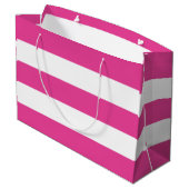 Leuke Girly Modern Hot Roze Wit Strepen Groot Cadeauzakje (Achterkant Gekanteld)