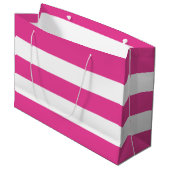 Leuke Girly Modern Hot Roze Wit Strepen Groot Cadeauzakje (Voorkant Gekanteld)