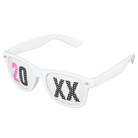 Leuke Girly New Years Eve White en Pink Custom Retro Zonnebril (Gekanteld)